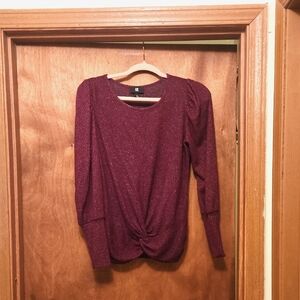IZ Byer Burgundy Twist Front Blouse/ Sweater Size Small